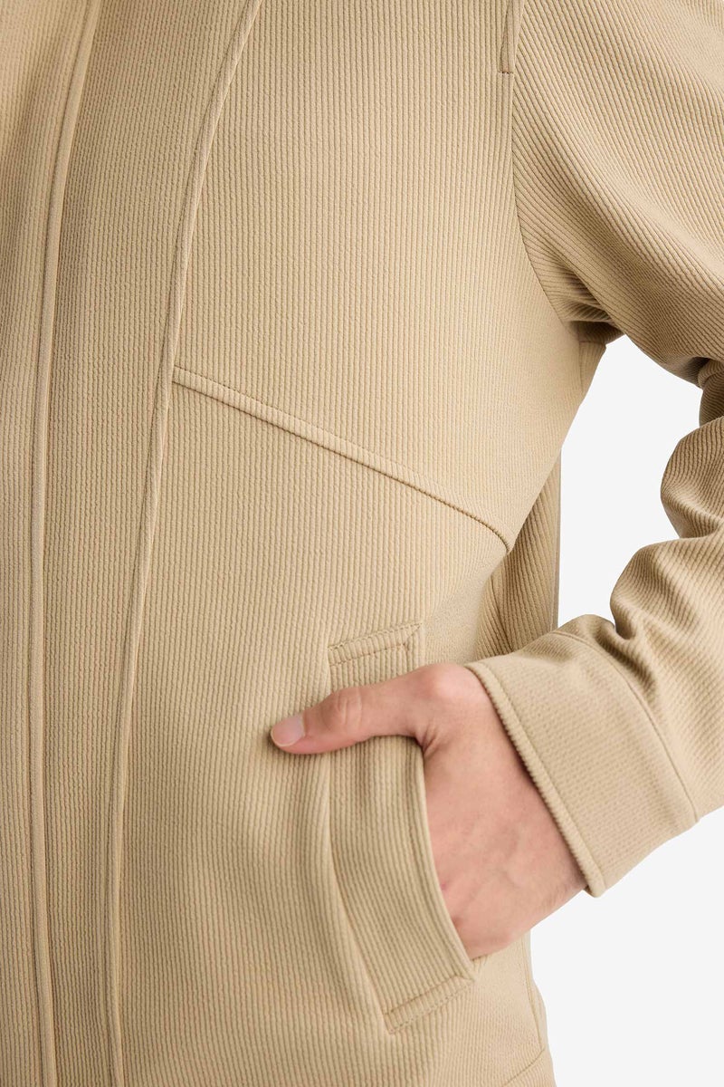 DeFacto Beige Man Regular Fit Polo Collar Jacket Casual - Image 4